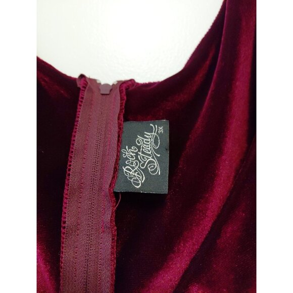 New Rock Steady Velvet Sheath Dress Midi Sleeveless Burgundy 3X - Picture 5 of 10